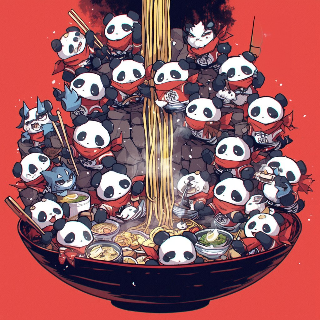 Its a #panda #ramen party! #japan #kawaii #noodles #aiart